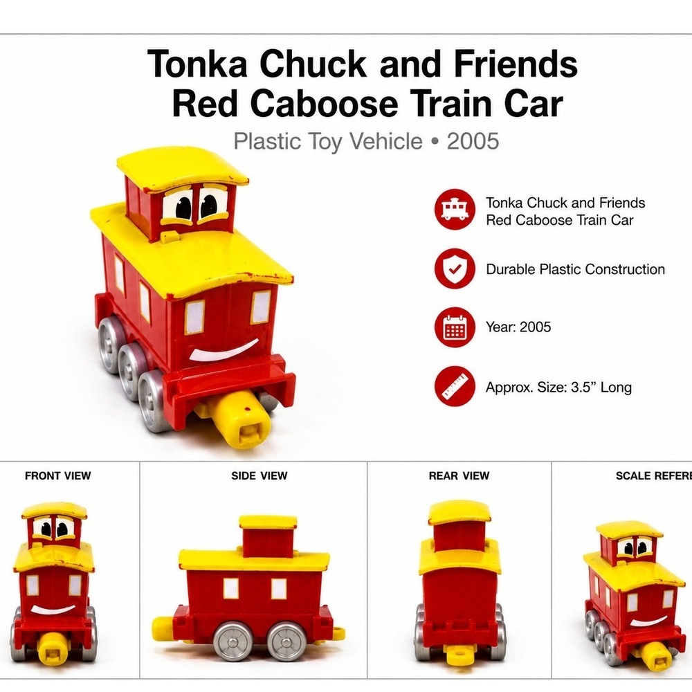 Tonka Chuck and Friends Red Caboose Train Car Yellow Roof Plastic Toy Vehicle